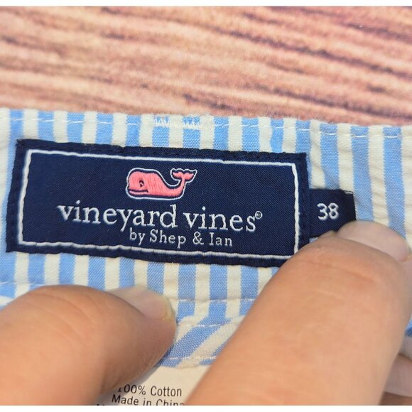 Vineyard Vines Mens Seersucker Club Shorts 38 Blue Striped Lightweight - Picture 3 of 7